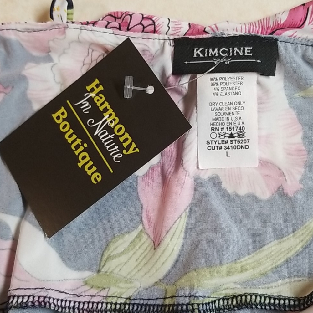 NWT Harmony In Nature 2pc Floral Crop Top High-Low Midi Skirt Set Navy Blue L - Picture 11 of 12